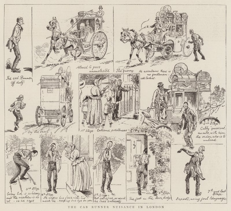 The Cab Runner Nuisance i London av Alfred Chantrey Corbould
