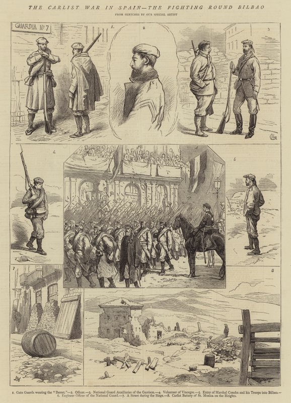 Carlist-krigen i Spania, kamprunden Bilbao av Alfred Chantrey Corbould
