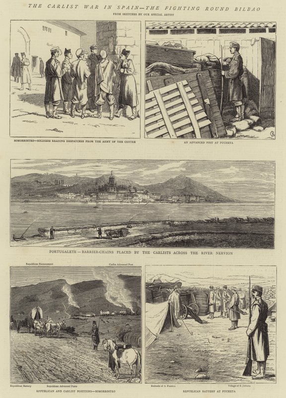 Carlist-krigen i Spania, kamprunden Bilbao av Alfred Chantrey Corbould