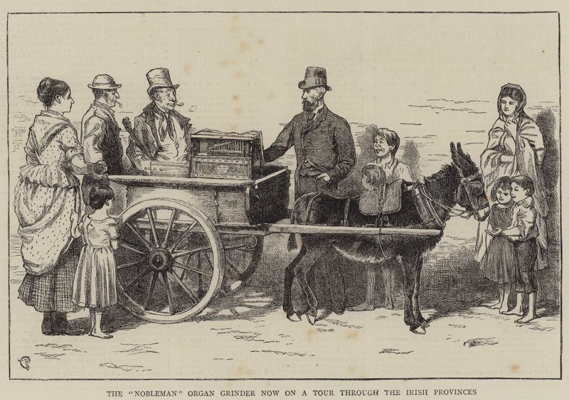 The Nobleman Organ Grinder er nå på tur gjennom de irske provinsene av Alfred Chantrey Corbould