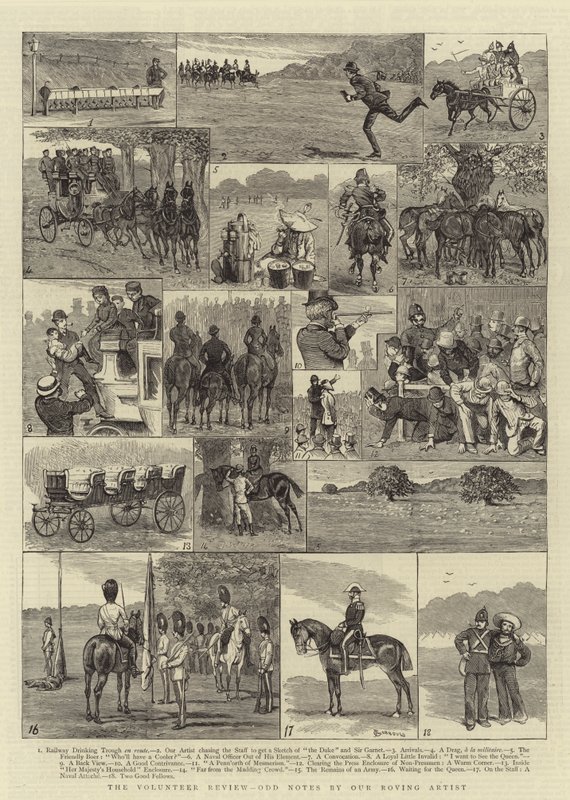 The Volunteer Review, Odd Notes av vår omreisende artist av Alfred Chantrey Corbould