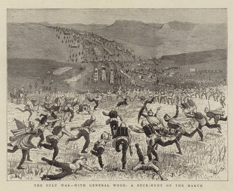 Zulu-krigen, med General Wood, en bukkejakt på mars av Alfred Chantrey Corbould