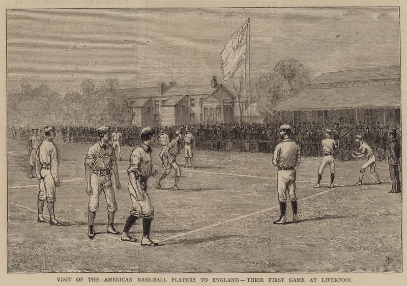 Besøk av amerikanske baseballspillere til England, deres første kamp i Liverpool av Alfred Chantrey Corbould