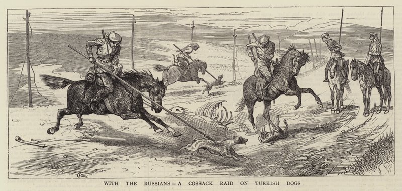 Med russerne, et kosakk-raid på tyrkiske hunder av Alfred Chantrey Corbould