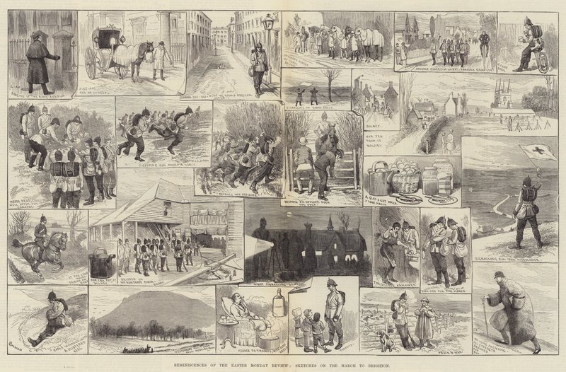 Reminiscenser fra Easter Monday Review, Sketches on the March to Brighton av Alfred Courbould