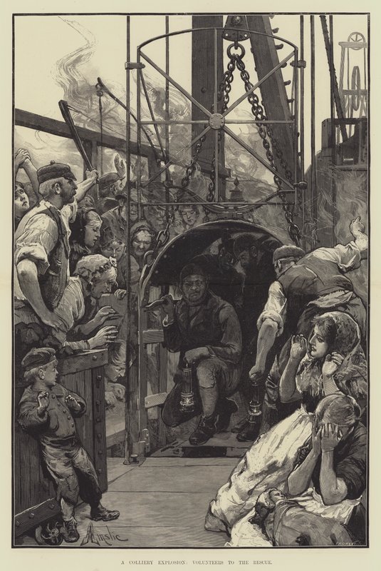 En Colliery-eksplosjon, melder seg frivillig til unnsetning av Alfred Edward Emslie