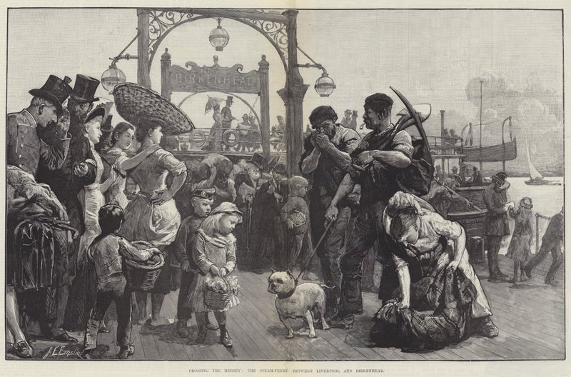 Krysser Mersey, Steam-fergen mellom Liverpool og Birkenhead av Alfred Edward Emslie