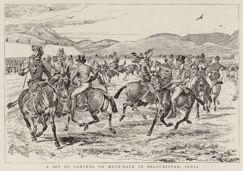 Et sett med lansere på Mule-Back i Beluchistan, India av Alfred Chantrey Corbould