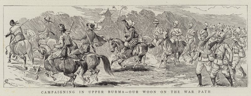 Kampanjer i Øvre Burma, vår Woon on the War Path av Alfred Chantrey Corbould