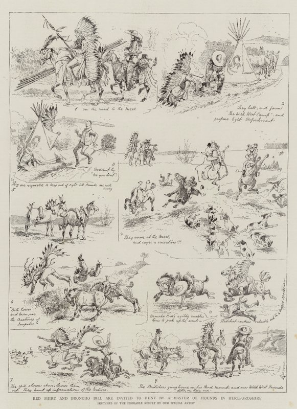 Red Shirt og Broncho Bill er invitert til jakt av en Master of Hounds i Hertfordshire av Alfred Chantrey Corbould