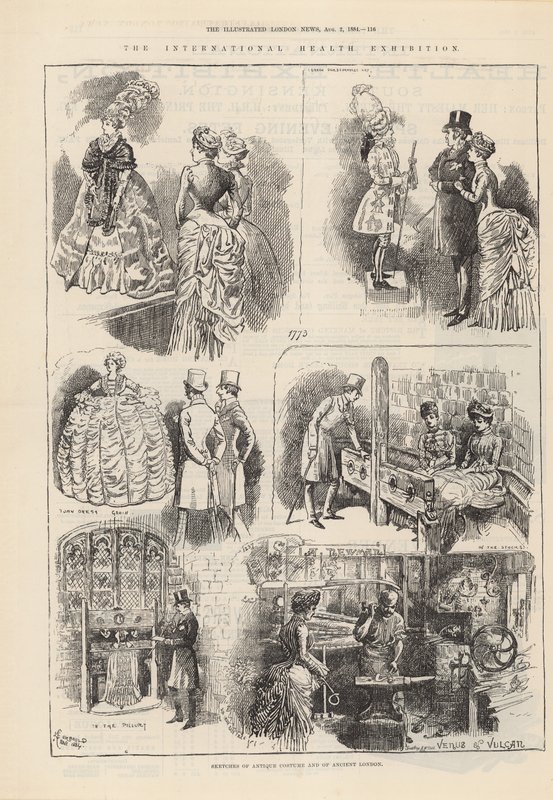 Skisser av antikke kostymer og av det gamle London av Alfred Chantrey Corbould