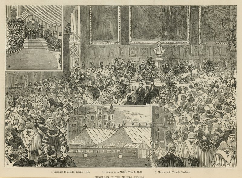 The Royal Courts of Justice: Luncheon in the Middle Temple av Alfred Chantrey Corbould