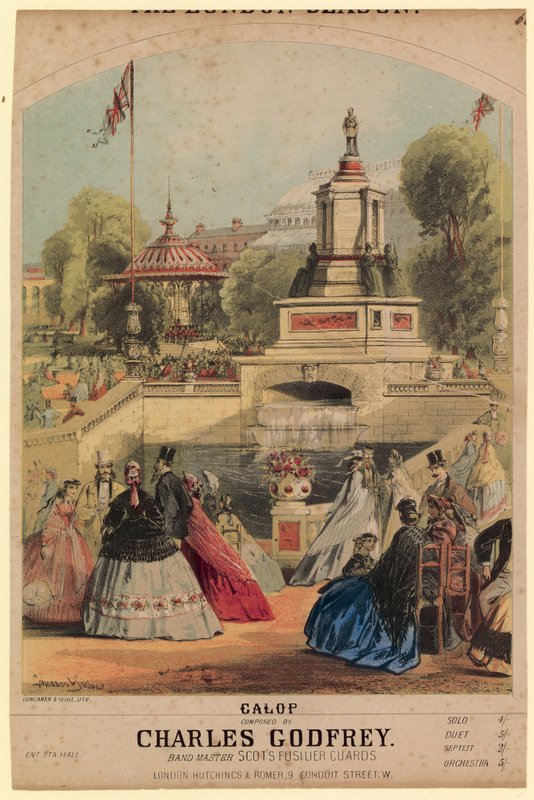 Galopp. Viser Royal Horticultural Society-hagen opprettet for å falle sammen med 1862-utstillingen av Alfred Concanen