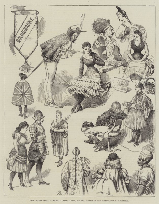 Fancy-Dress Ball i Royal Albert Hall, til fordel for Bolingbroke Pay Hospital av Alfred Courbould