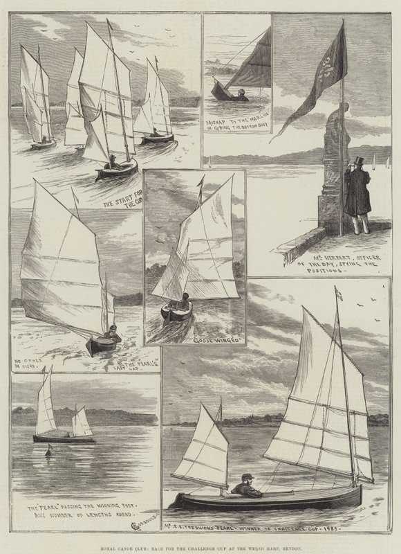 Royal Canoe Club, Race for Challenge Cup på Welsh Harp, Hendon av Alfred Courbould