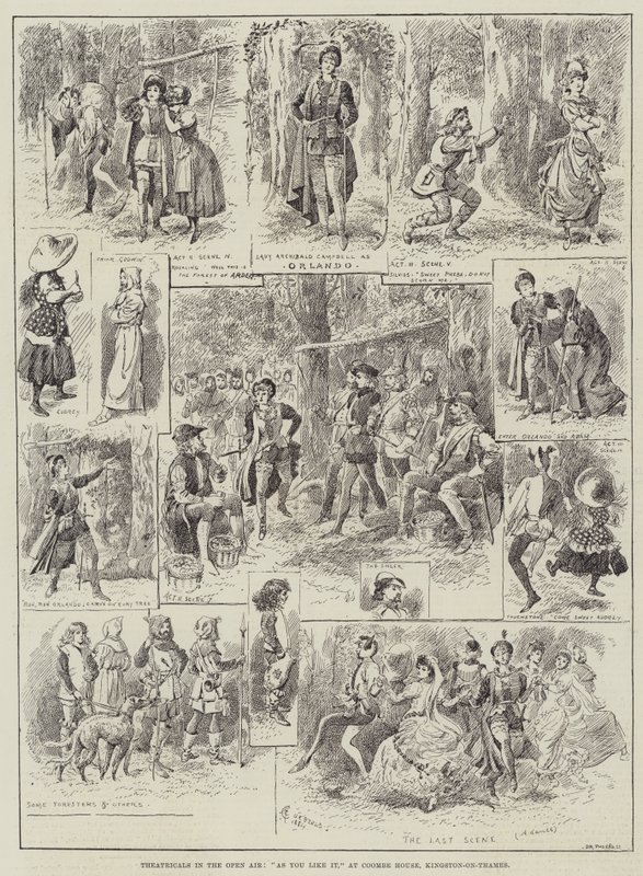 Teater i friluft, som du liker det, på Coombe House, Kingston-on-Thames av Alfred Courbould