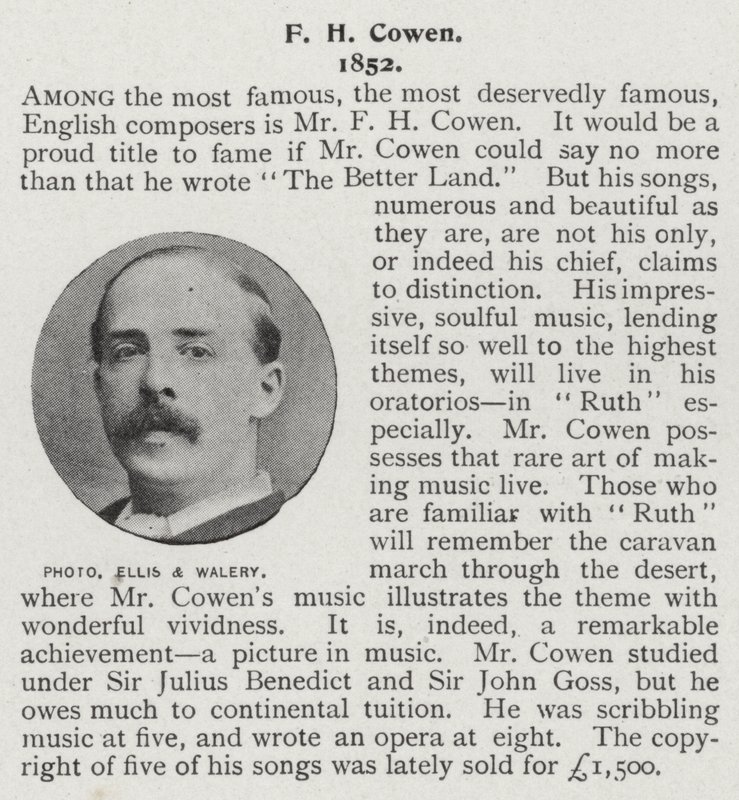 Frederic Hymen Cowen , britisk pianist, dirigent og komponist (s/hv-foto) av Alfred Ellis and Walery