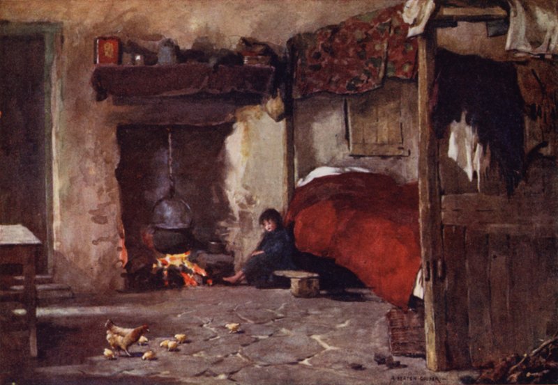 Et hytteinteriør, Achill Island av Alfred Heaton Cooper