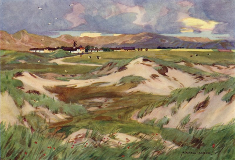 Danmark: Kandestederne, A Primitive Hamlet in North Jylland (farge litho) av Alfred Heaton Cooper
