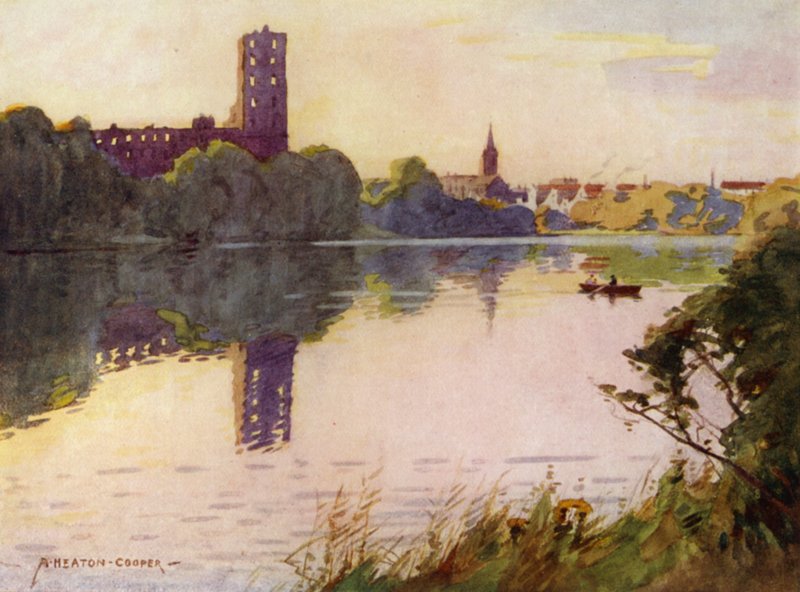 Danmark: Koldinghus slott, Nord-Slesvig (farge litho) av Alfred Heaton Cooper