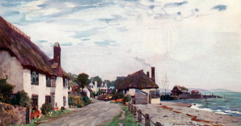 Porlock Weir (farge litho) av Alfred Heaton Cooper