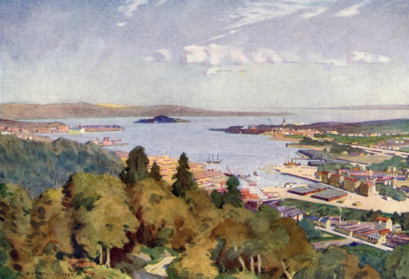 Sundsvall, en stor baltisk tømmerhavn av Alfred Heaton Cooper