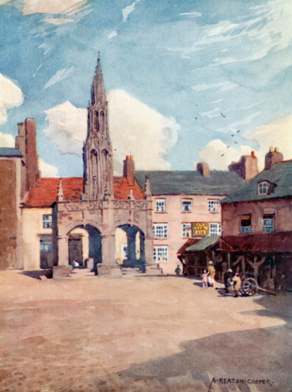The Market Cross, Shepton Mallet (farge litho) av Alfred Heaton Cooper