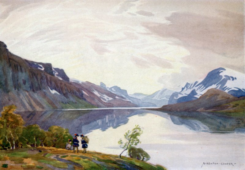Utsikt fra Turiststasjon, Saltoluokta, Lappland av Alfred Heaton Cooper