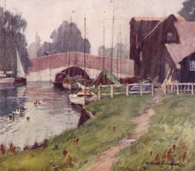 Wroxham Bridge, Norfolk, A Rainy Day av Alfred Heaton Cooper