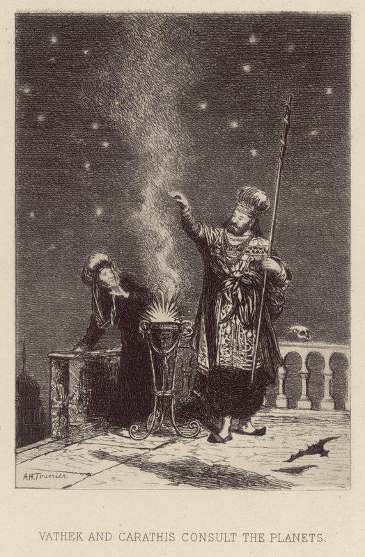 Vathek og Carathis konsulterer planetene (etsing) av Alfred Holst Tourrier