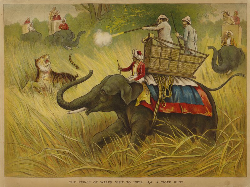 Edward, Prince of Wales, skyter tigre på besøk i India av Alfred Johnson