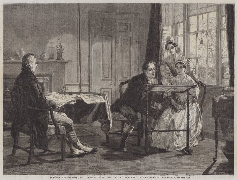 George Stephenson i Darlington i 1823 av Alfred Rankley