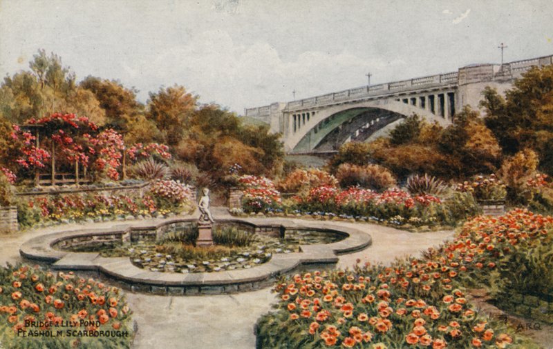 Bridge and Lily Pond, Peasholm, Scarborough av Alfred Robert Quinton