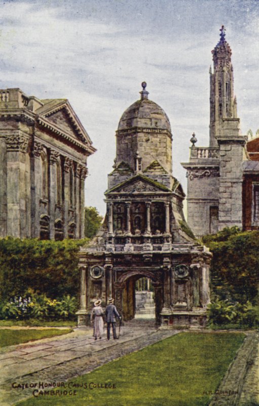Cambridge: Gate of Honour, Caius College (farge litho) av Alfred Robert Quinton