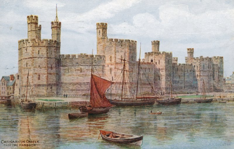 Carnarvon Castle, fra havnen av Alfred Robert Quinton