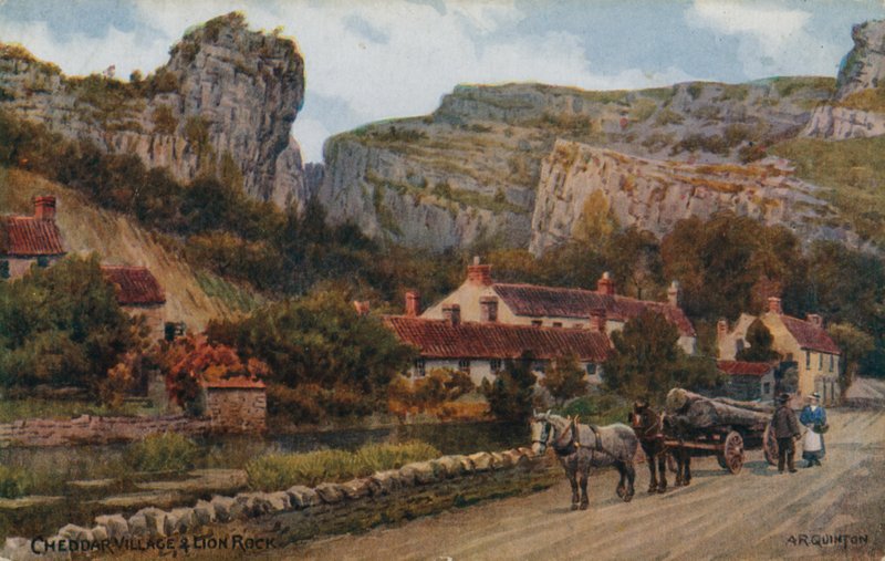 Cheddar Village og Lion Rock av Alfred Robert Quinton