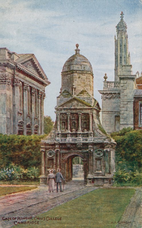 Gate of Honour, Caius College, Cambridge (farge litho) av Alfred Robert Quinton