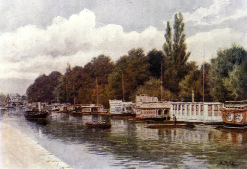 Husbåter ved Folly Bridge, Oxford av Alfred Robert Quinton