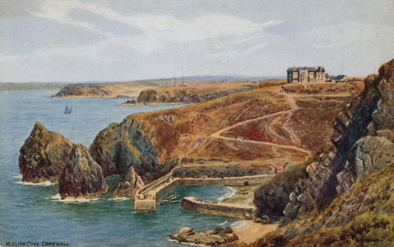 Mullion Cove, Cornwall (farge litho) av Alfred Robert Quinton