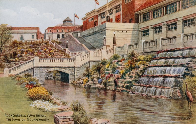 Rock Gardens and Waterfall, The Pavilion, Bournemouth av Alfred Robert Quinton