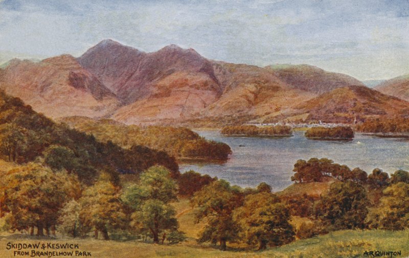 Skiddaw og Keswick fra Brandelhow Park, Lake District av Alfred Robert Quinton