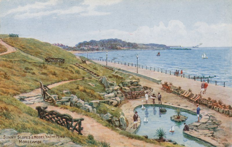Solfylte bakker og modellyachtdam, Morecambe av Alfred Robert Quinton