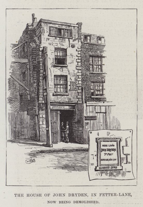 The House of John Dryden, i Fetter-Lane, blir nå revet av Alfred Robert Quinton