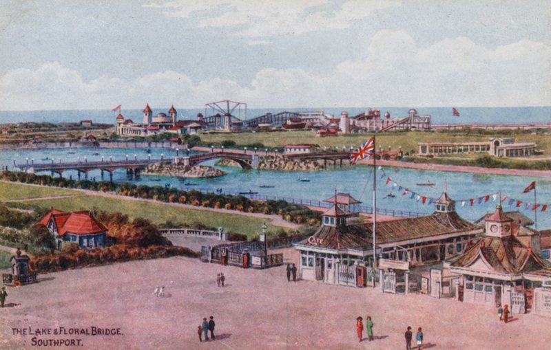 The Lake and Floral Bridge, Southport av Alfred Robert Quinton