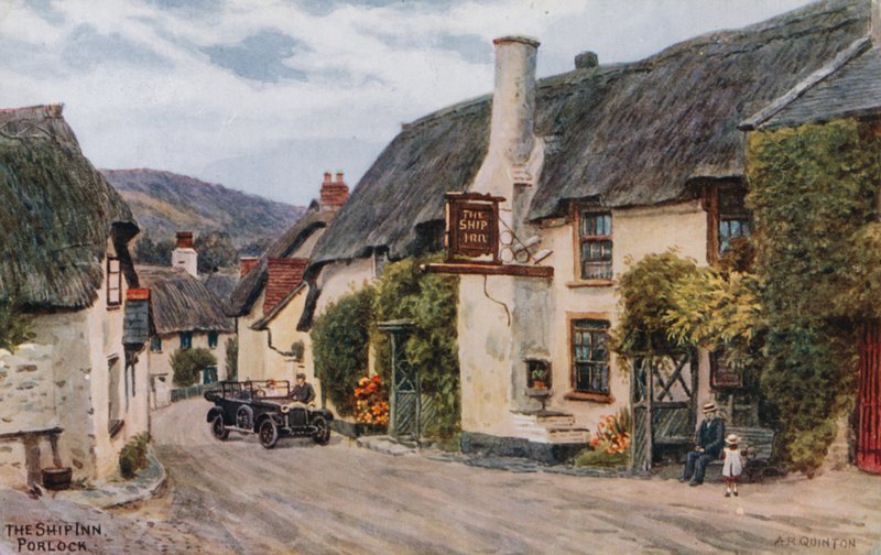 The Ship Inn, Porlock (farge litho) av Alfred Robert Quinton