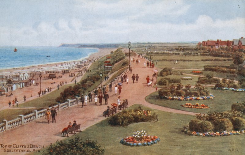 Toppen av klippene og stranden, Gorleston-on-Sea av Alfred Robert Quinton