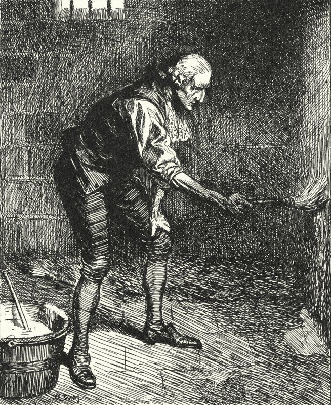 Den engelske fengselsreformatoren John Howard renser veggene i fengselscellen sin mens han ble holdt i karantene i Venezia av Alfred Wallis Mills