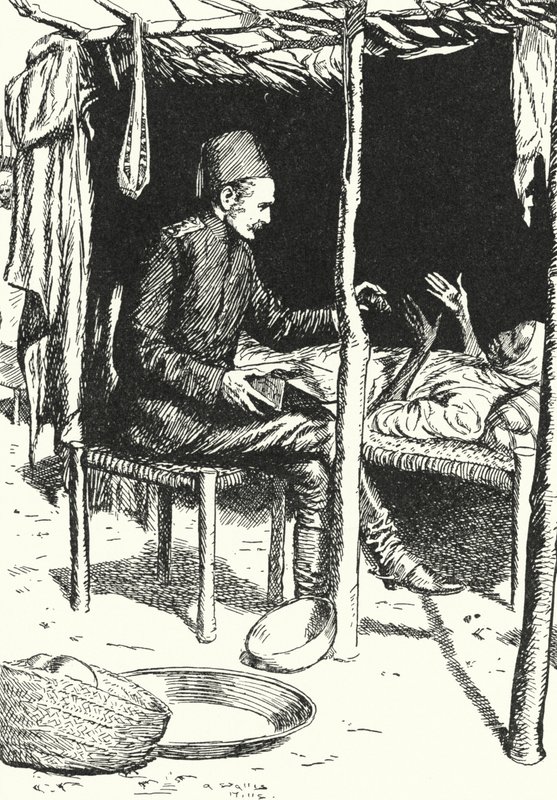General Charles George Gordon pleier en døende gammel sudanesisk kvinne av Alfred Wallis Mills