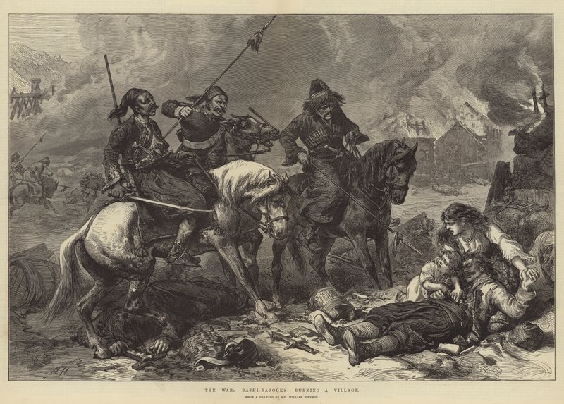 Krigen, Bashi-Bazouks brenner en landsby av Alfred William Hunt