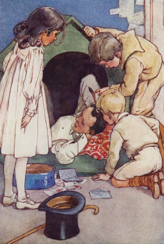 Han ville bo i kennelen til barnas retur (farge litho) av Alice Bolingbroke (after) Woodward